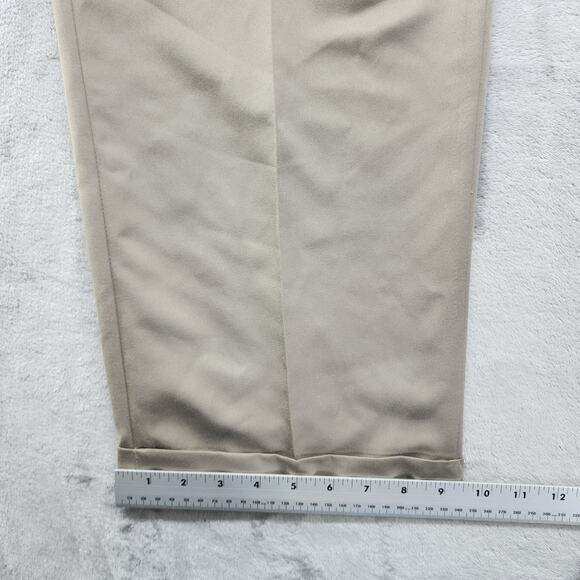 Taylor & Henry Pant Mens 42/30 Brown Pleated Relaxed Cuffed Microfiber Polyester - Picture 12 of 13